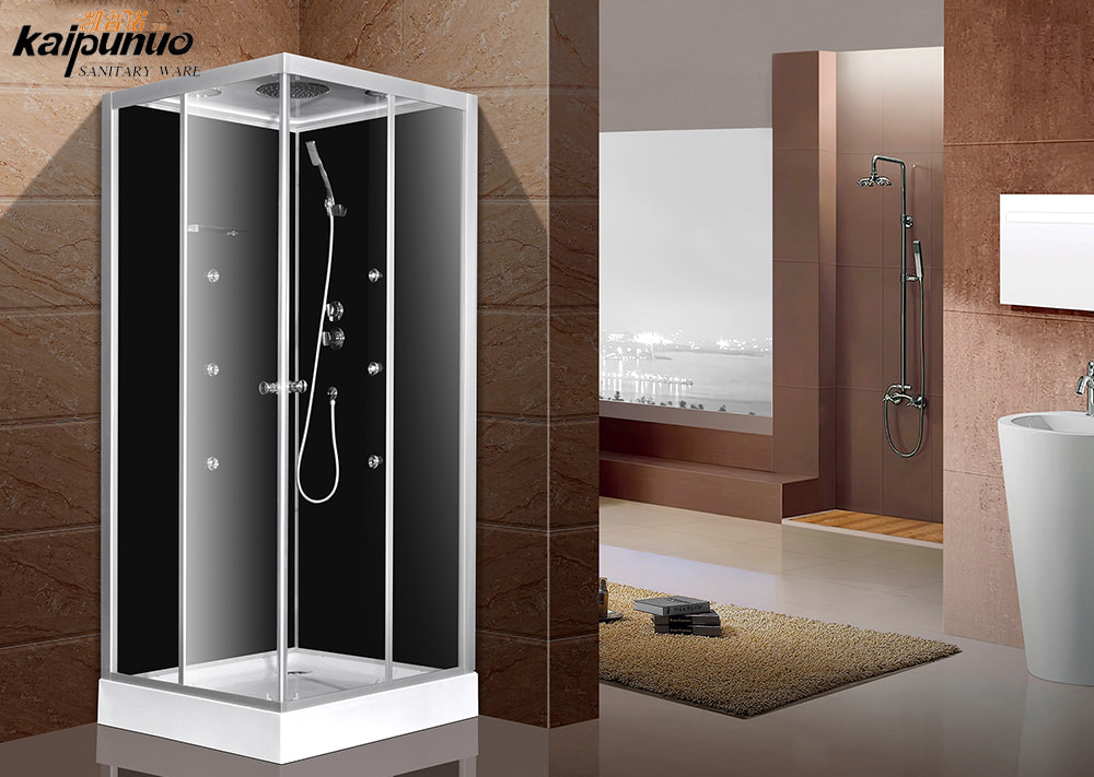 정사각형 모양의 현대적인 욕실 강화 샤워실