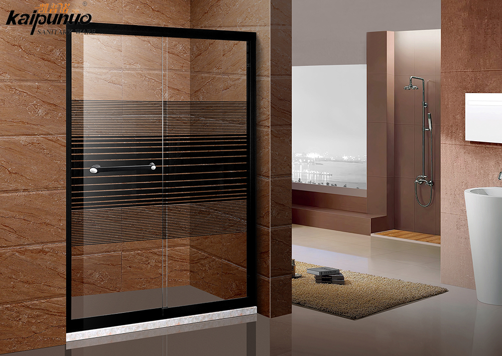 코너 현대 목욕 블랙 프레임 슬라이딩 유리 샤워 도어 스크린 판매